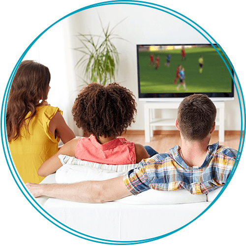 family watching TV